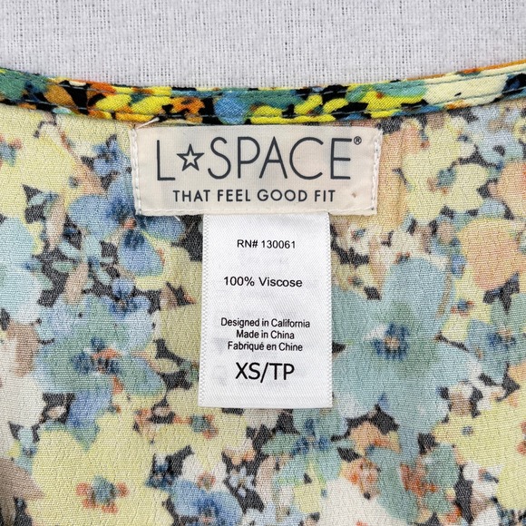 L SPACE Shine On Top Womens XS Yellow Daisy Diamond Floral Short Sleeve Cropped - Picture 10 of 13